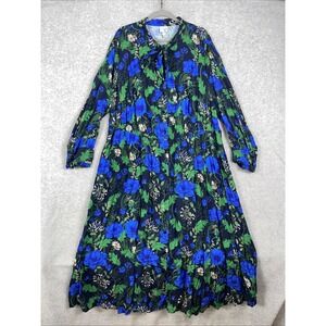 Ulla Popken Von Landon Womens 32 Floral Maxi Button Shirt Dress Boho Cottagecore